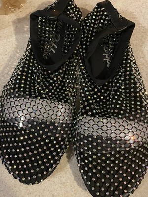 Cape Robbin Fantasia Rhinestone Mesh Flat Sandals size 8 black