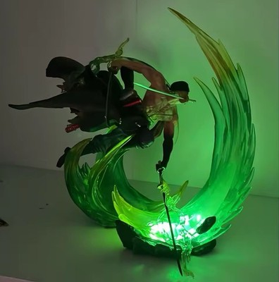 24 cm One Piece Roronoa Zoro Figur LED PVC Anime Statue Sammelfigur Geschenk