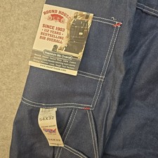 Roundhouse Bib Overalls Mens 54x32 Blue Heavy Cotton Denim NEW Made In USA NWT