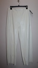 LYSSE NEW YORK WOMENS CASUAL PANTS FAUX LEATHER PULL-ON WIDE-LEG WHITE SIZE L