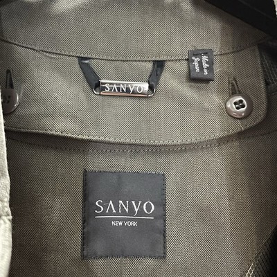 Sanyo New York Wool Lined Trench Coat Size R44 Olive Made in Japan