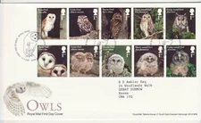 GB Stamps First Day Cover Owls, birds, nature, prey, barn, hunt, night SHS 2018
