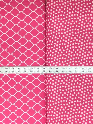 Stars Pink & White Flannel Fabric & Pink Ogee Flannels 100% Cotton Joann BTY New - Picture 4 of 17