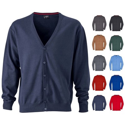 Klassische Herren Baumwoll Strickjacke Cardigan Uni Casual Jacke 100% Baumwolle