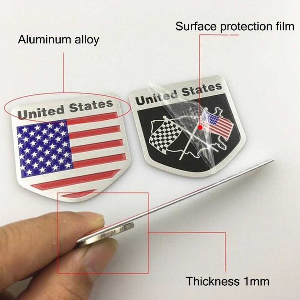 2Pcs Car Truck Metal USA Flag Sticker  American Decal Body Emblem Accessories