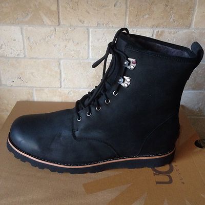 UGG HANNEN TL BLACK WATERPROOF LEATHER FUR WORK BOOTS SHOES  display picture 3