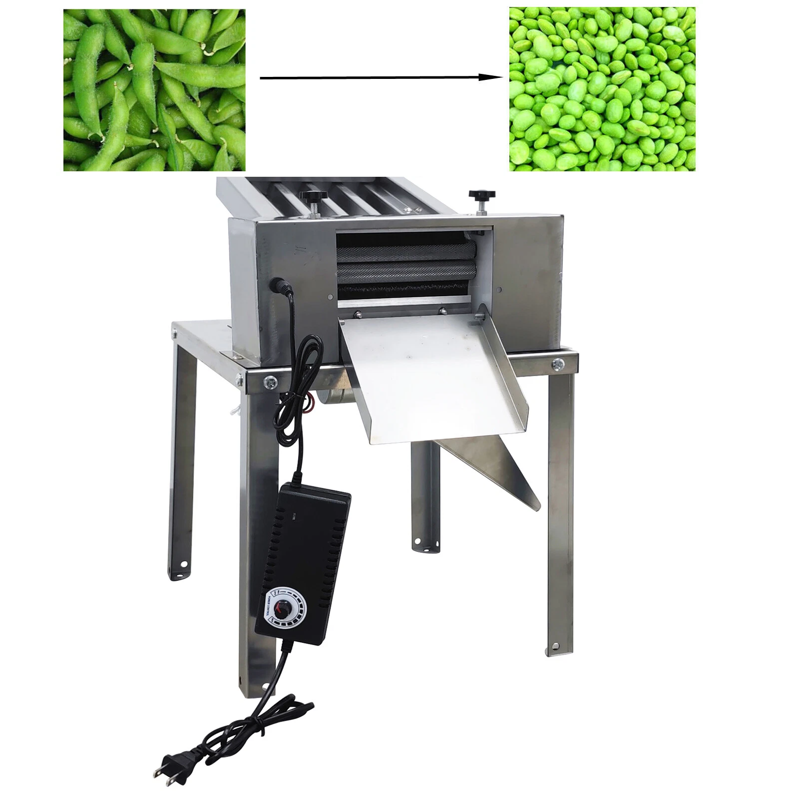 Stainless steel Pea Peeling Machine Edamame Sheller 110V 110Lbs (60KG)/h Output
