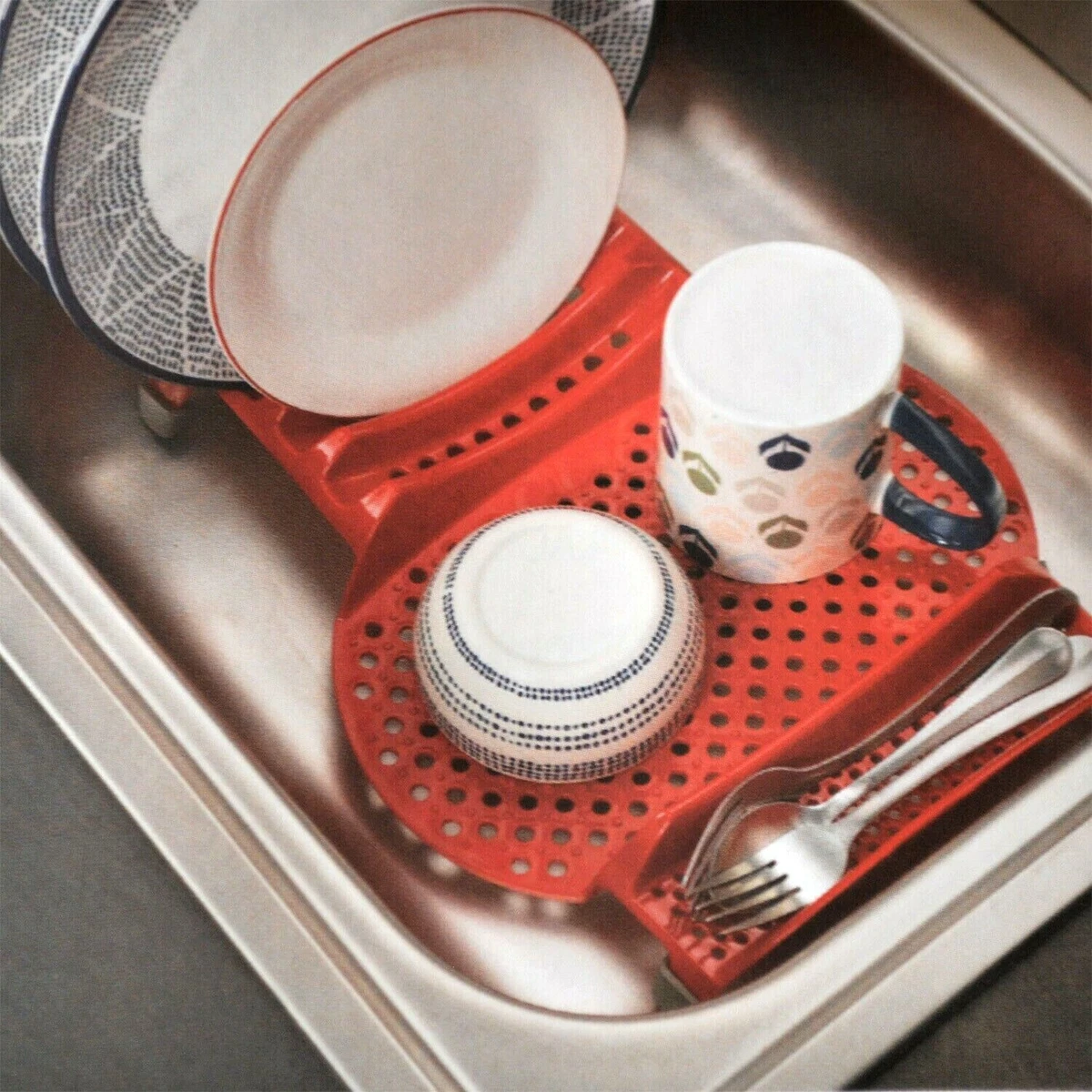 Small In Sink Dish Drainer Small Space Saving Drying Rack Red