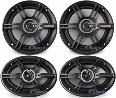 2) Crunch 300W 6.5'' 2-Way Coaxial Speakers + 2) 400W 6x9'' 3-Way Car Speakers