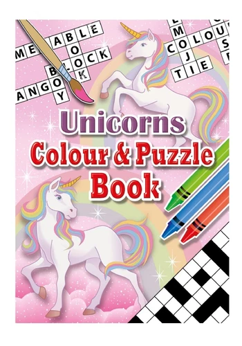 18 Pk Unicorn Colour & Puzzle Books - Pinata Toy Loot/Party Bag Fillers Kids
