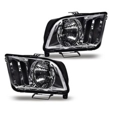 Fit For 2005-2009 Ford Mustang Chrome Clear Headlights Head Lights Lamps Pair