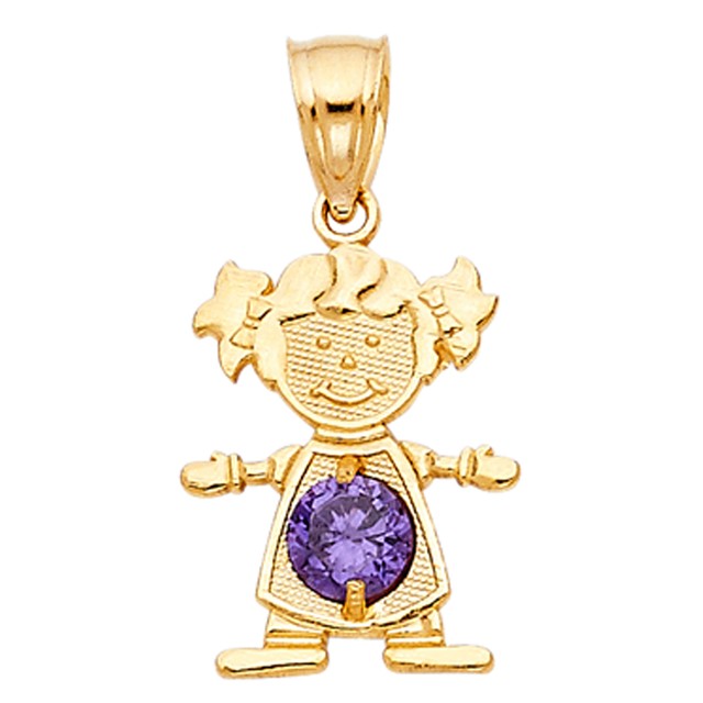 14K Yellow Gold Birthstone Baby Girl Pendant Charm Colored Cubic Zirconia eBay