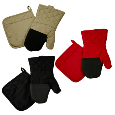 2 Pc Pot Holder Pad Heat Resistant Oven Mitt Glove Kitchen Accessories Set