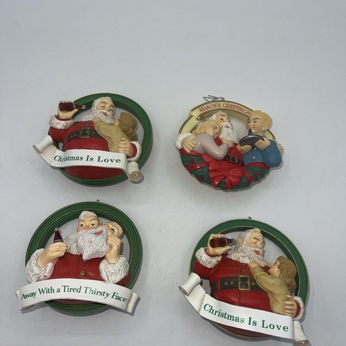 Coca-Cola Weihnachtsschmuck Weihnachtsmann Jahreszeiten Grüße 4 Ornamente