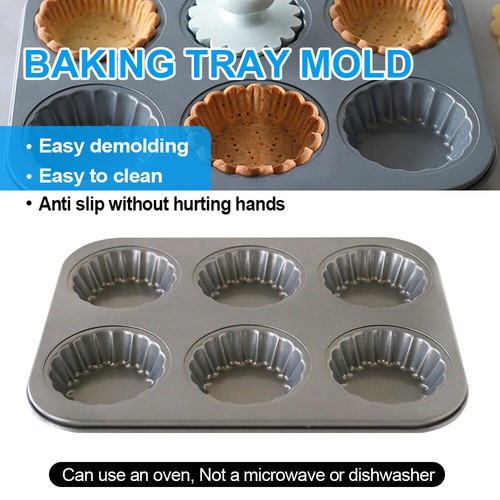 Non-Stick 6 Cup Muffin Pan Carbon Steel Bakeware Baking Muffins & Cupcakes NEW