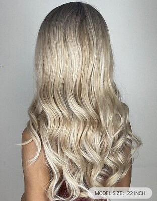 Perruque Synthétique Blonde Doré Longue - Racine Foncée, Bonnet Moyen, Raie Libre, Neuf Sans étiquettes