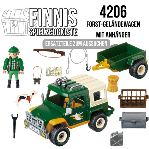 Playmobil 4206 Forst Geländewagen mit Anhänger Country Wildlife Zoo ähnlich 3249