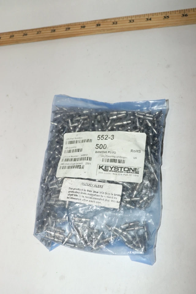(500-Pk) Keystone Electronics Banana Plug Conector Remache Latón Niquelado Foto 3 de 3