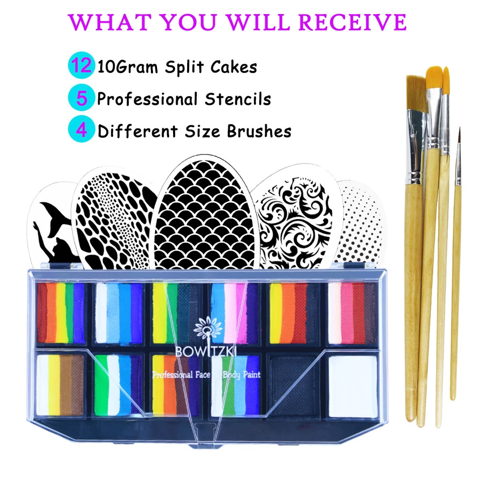 Bowitzki Face Painting Kit For Kids Party Split Cakes Palette Face Paint 2 Pack - Image 2 of 4