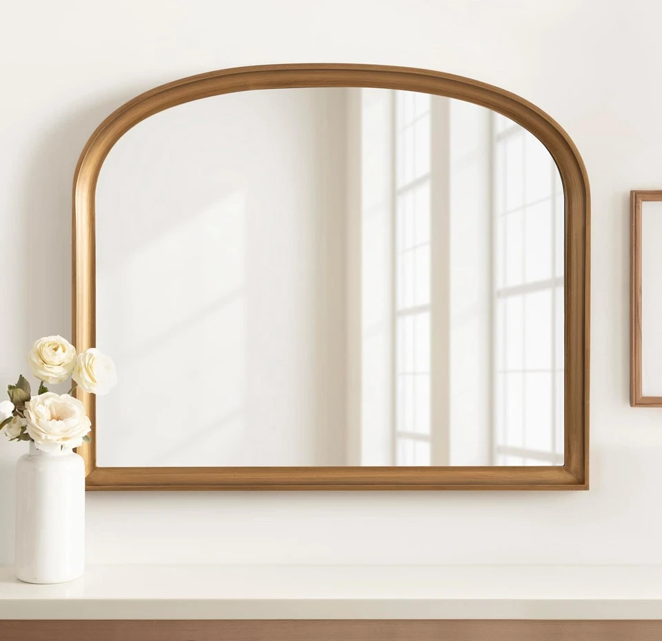 Hatherleigh Modern Arched Wooden Wall Mirror, 34 X 28, Gold, Decorative Wood Bas - Image 4 of 4