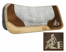 Showman Felt Bottom SADDLE PAD Laser Etched Hair-On Cowhide BARREL RACER 32"x31"