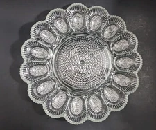 Indiana Glass Hobnail 11¼" Deviled Egg Relish Dish Plate 15 Egg Capacity Vintage