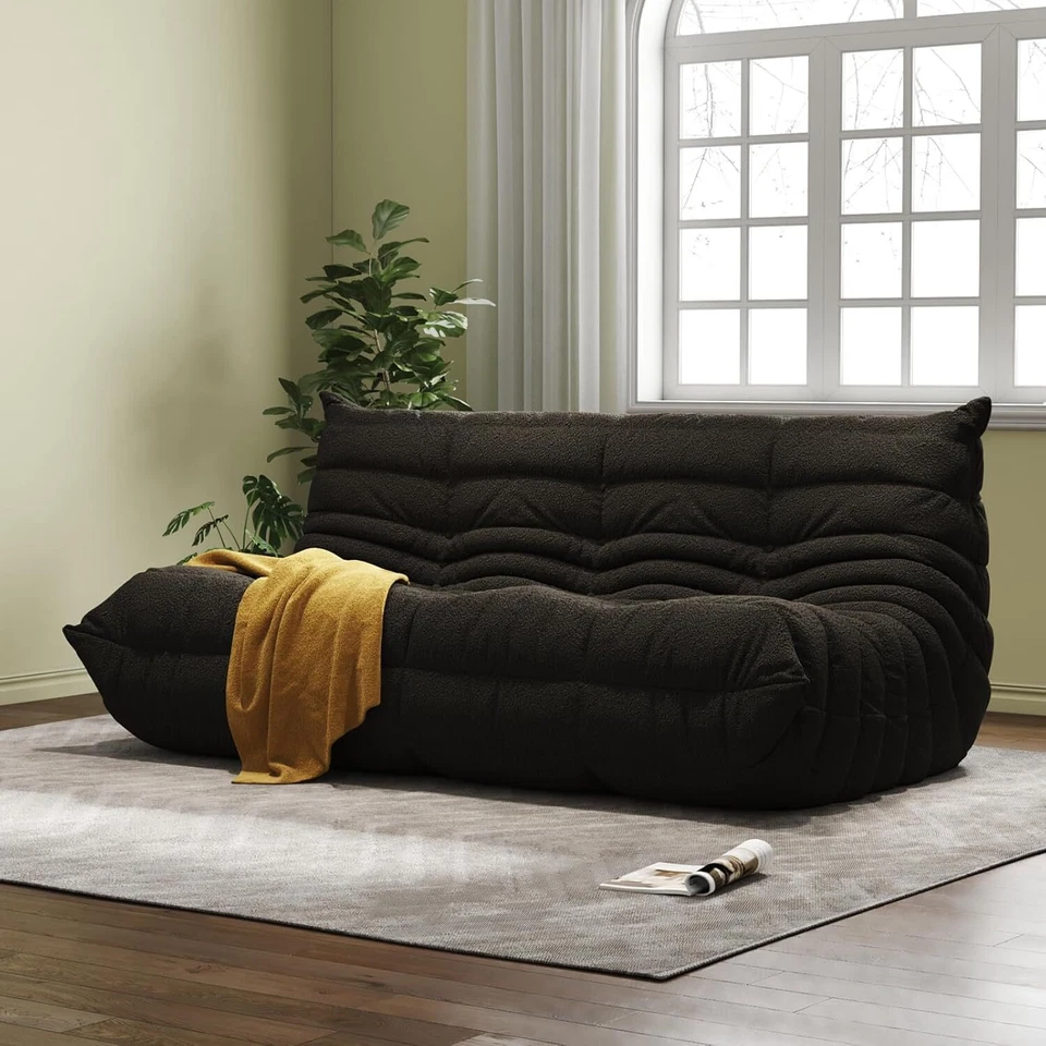 Sofá perezoso Caterpillar silla bolsa de frijoles sofá de piso cama de tatami sofá de 1 a 3 asientos Foto 3 de 4