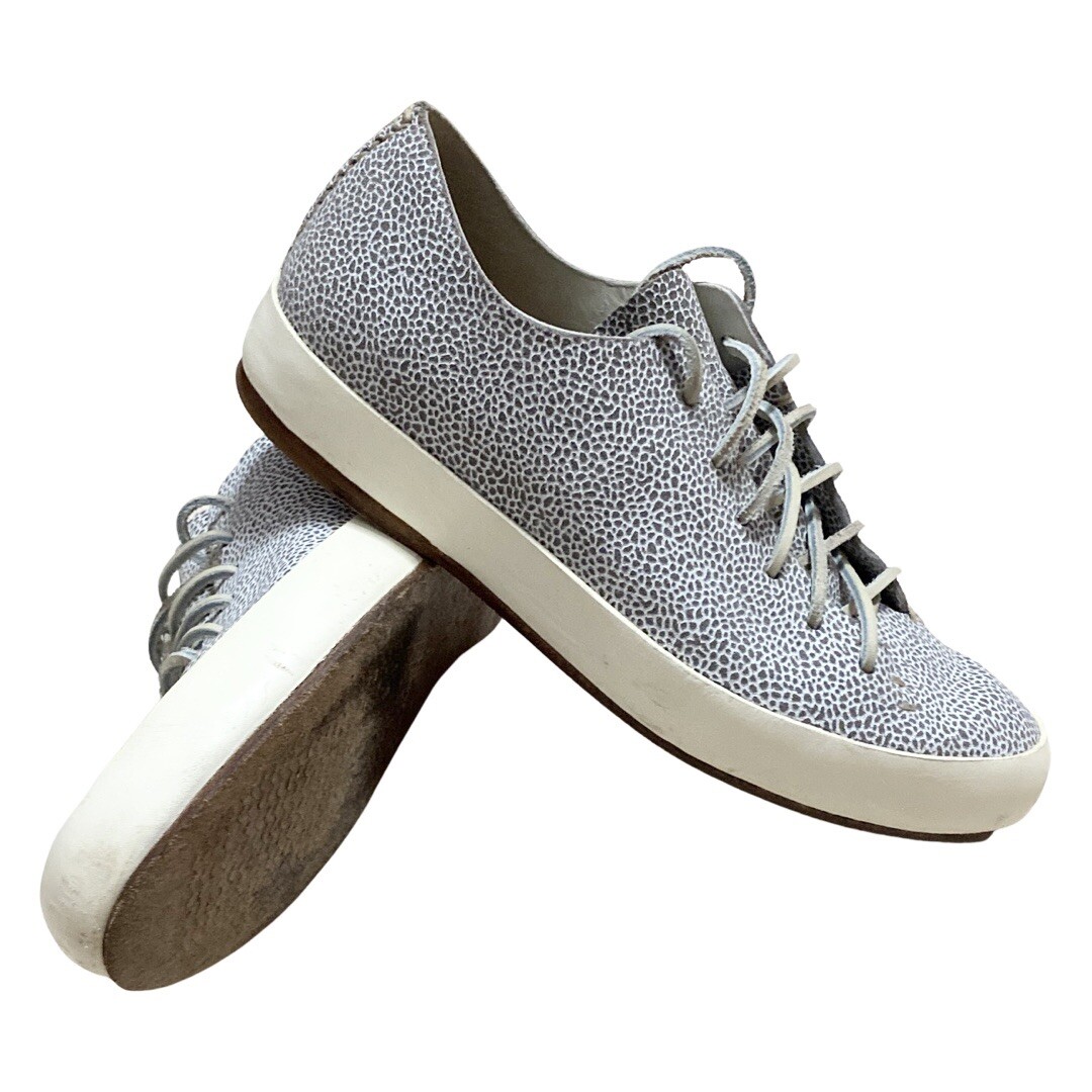 Feit Hand Sewn Low Top Speckle Leather Gray Sneakers Men's