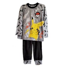 Pokemon Pikachu Boys Long Sleeved Pants 2 Piece Pajama Set Grey Size 4/5 NWT