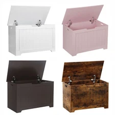 4 Color 2 Safety Hinge Wooden Toy Box Lift Top Entryway Storage Chest Bench