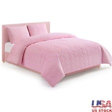 Chic Hearts Comforter Set Cozy Bedding 3PC Soft Microfiber Plush Pillow Shams US