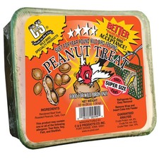 C S Peanut Treat Suet Cake, High Energy Wild Bird Food Year-Round Feeding 56 oz
