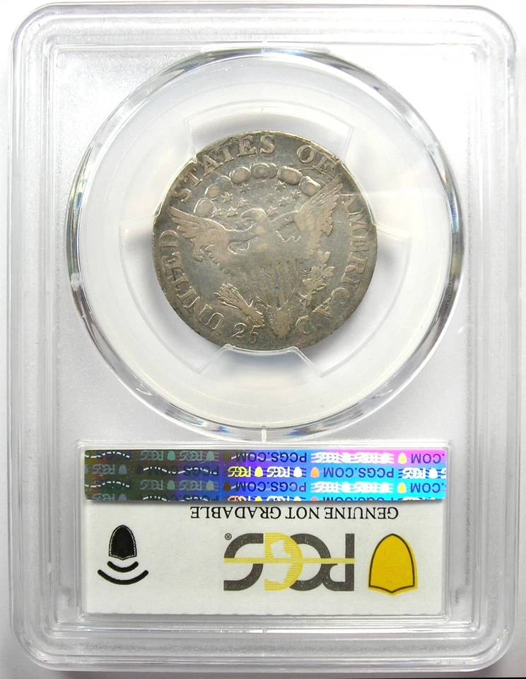 Moneda de 25 centavos busto drapeado 1806 - Certificada PCGS detalles finos - ¡Fecha rara! Foto 4 de 4