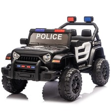 12V Kids Electric Car Power Wheels w/Remote Ride on Police Jeep Truck Toy, Black