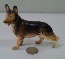 Ceramic German Shepherd Dog Figurine Brown Black Collectible Decor Japan Vtg