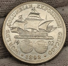 United States 1893 Silver Worlds Columbian Exposition Chicago 1492 Half Dollar