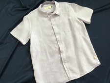 HENRI COSTA coastal LIVE WELL lavender SHORT SLEEVE LINEN SHIRT MD excellent