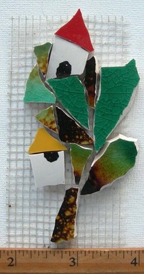 Birdhouses & Tree Mosaic Tile Set Broken Cut China Plate Tiles