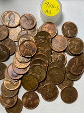 1955-s Lincoln Wheat Cent Penny Roll 50 Very Nice Coins Au Or Better Condition