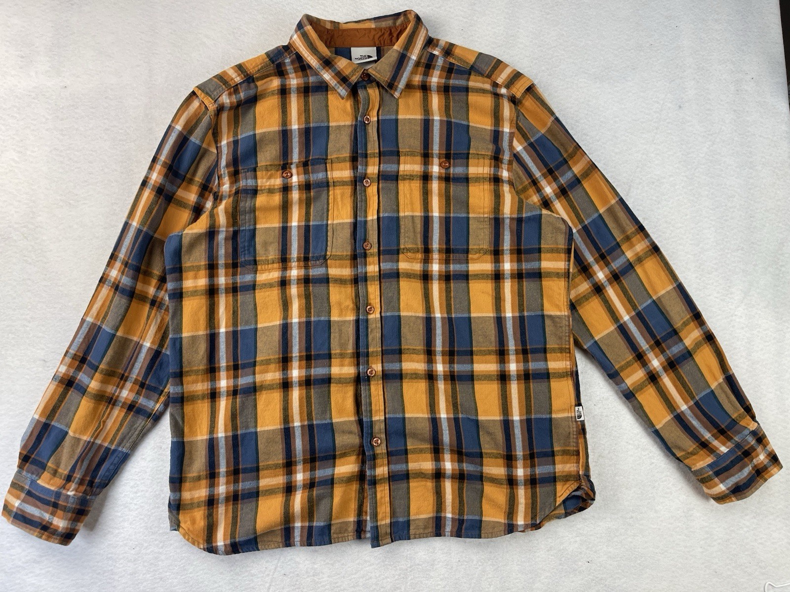 The North Face Men’s XL Arroyo Orange Blue Flannel Plaid Long Sleeve Shirt