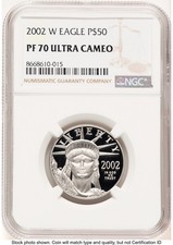 2002-W Proof Platinum Eagle 1/2 oz Brown Label NGC PF70 3682.00 per troy oz