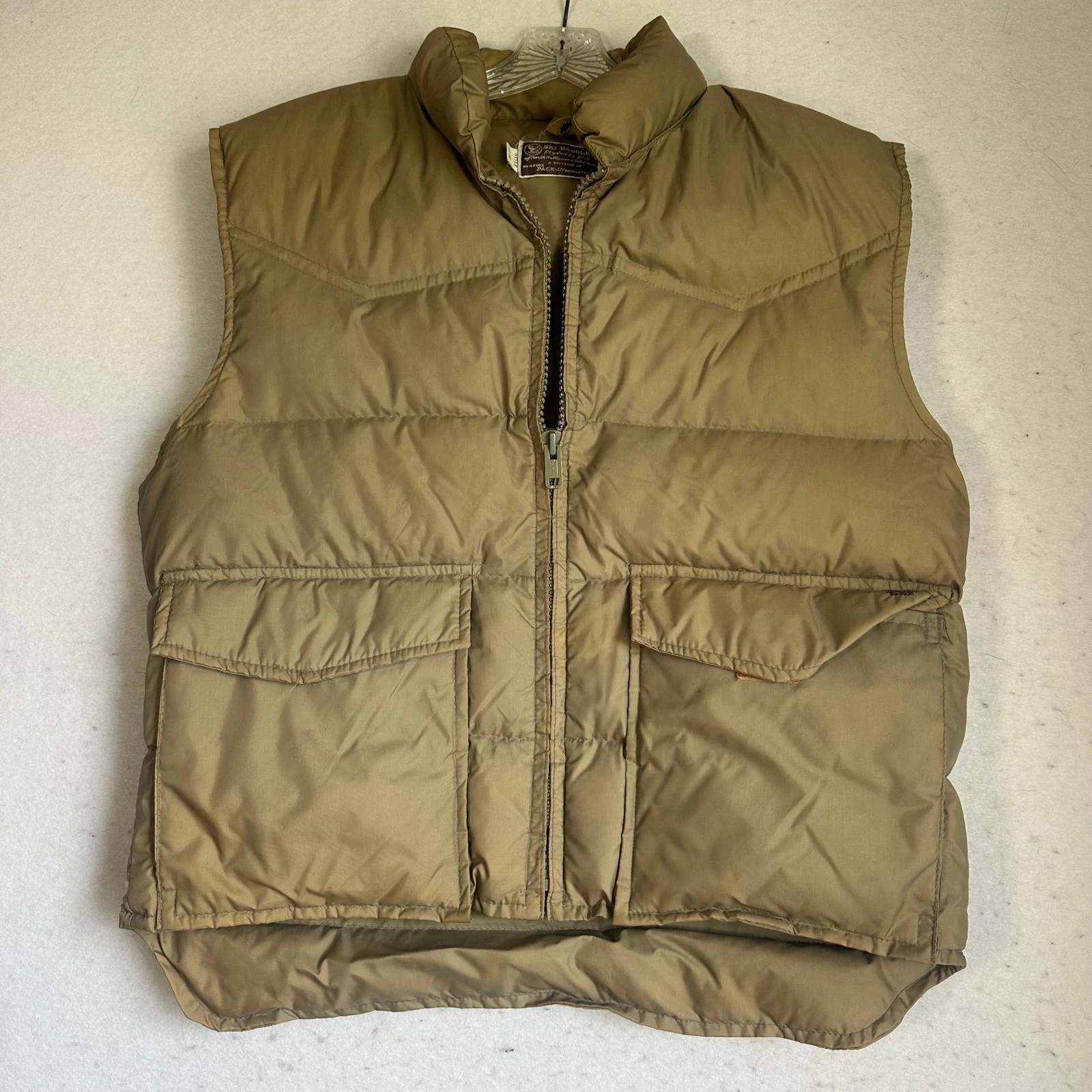 Vintage Ski Daddle by Joie Tan Duck Down Puffer Vest Mens MV-300 Western Yoke