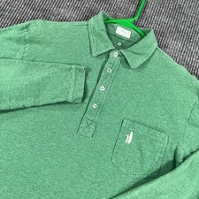 Johnnie O Polo Shirt Mens Medium Green Long Sleeve Casual Pocket Outdoor Golf