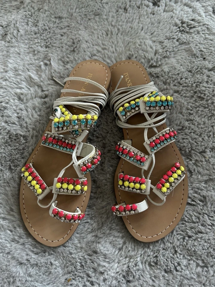 Шлепанцы Ivanka Trump украшенные бисером и стразами акценты бежевый розовый размер 8 - Изображение 2 из 4