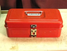 Small Red Metal Toolbox With Tray Small Red Metal Toolbox With Tray