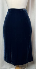 WORTH Vintage Blue Silk Blend Velvet Skirt Size 6 Fully Lined Side Zip Slit