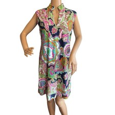 Jude Connally Dress Womens SZ XS Vibrant Medallion Print Pink Blue Scuba feel