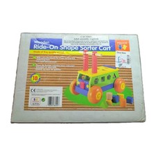 VINTAGE PLAYWELL RIDE-ON WOOD SHAPE SORTER CART BRICKS RARE HTF BRAND NEW SEALED