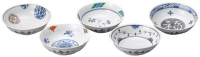 Nishikai Toki Hasami Ware Multi-Purpose Bowls Dyed Nishiki-e Design Gift Boxed