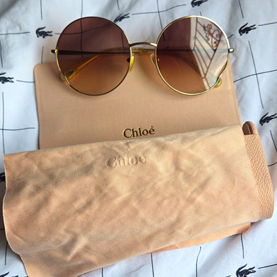 Chloé CH0035S Women s Round Sunglasses Gold Metal Frame Brown Gradient UV400